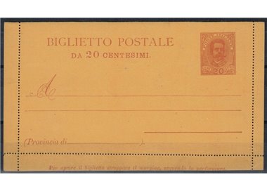 ITALIA REGNO 1900 Stemma e cifre, Biglietto Postale 20 Cent. nuovo