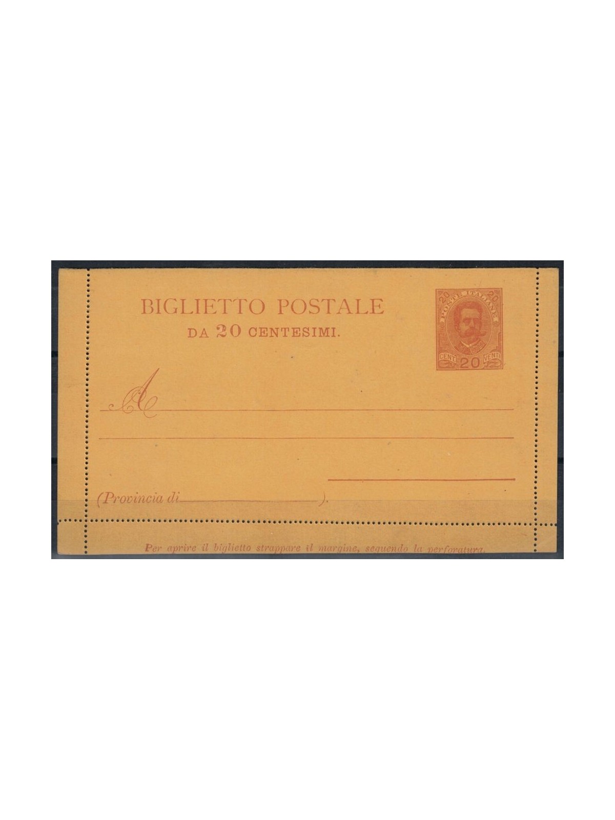 ITALY KINGDOM 1900 Coat of Arms and Figures, 20 Cent Postal Card, New