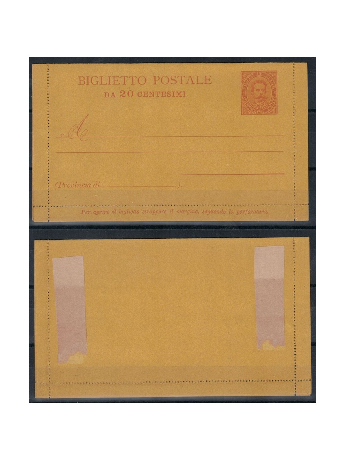 ITALY KINGDOM 1889 Umberto I, 20 Cents Postal Card new
