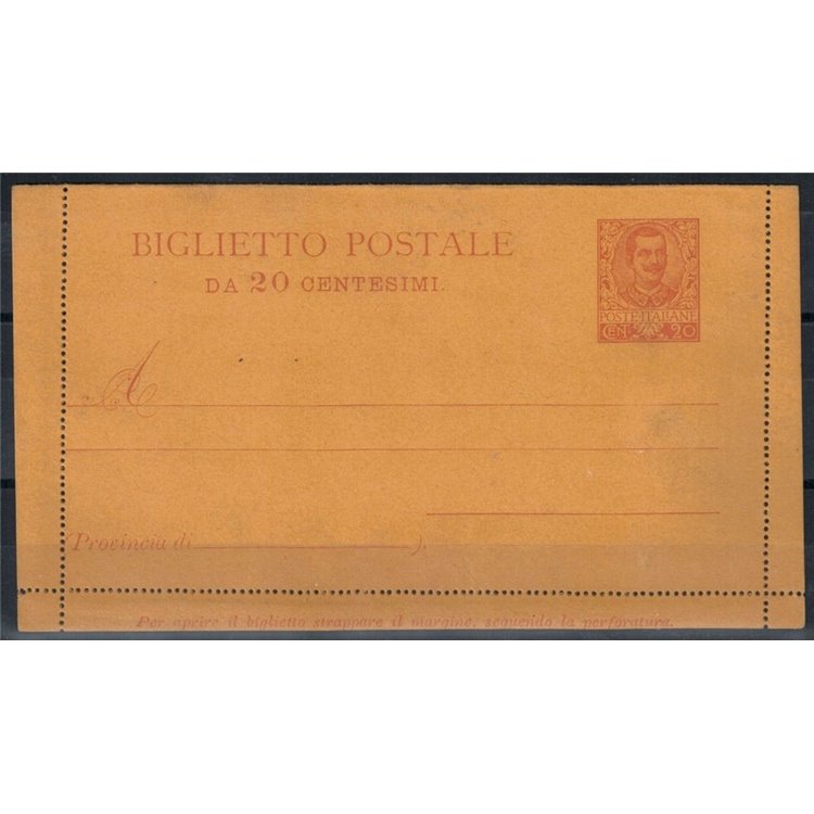 ITALY KINGDOM 1903 Floral, 20 Cents Postal Card new