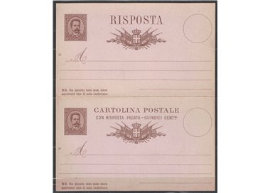 ITALIA REGNO 1879 Umberto I Cartolina Postale 15 Cent. + R nuova mill 81