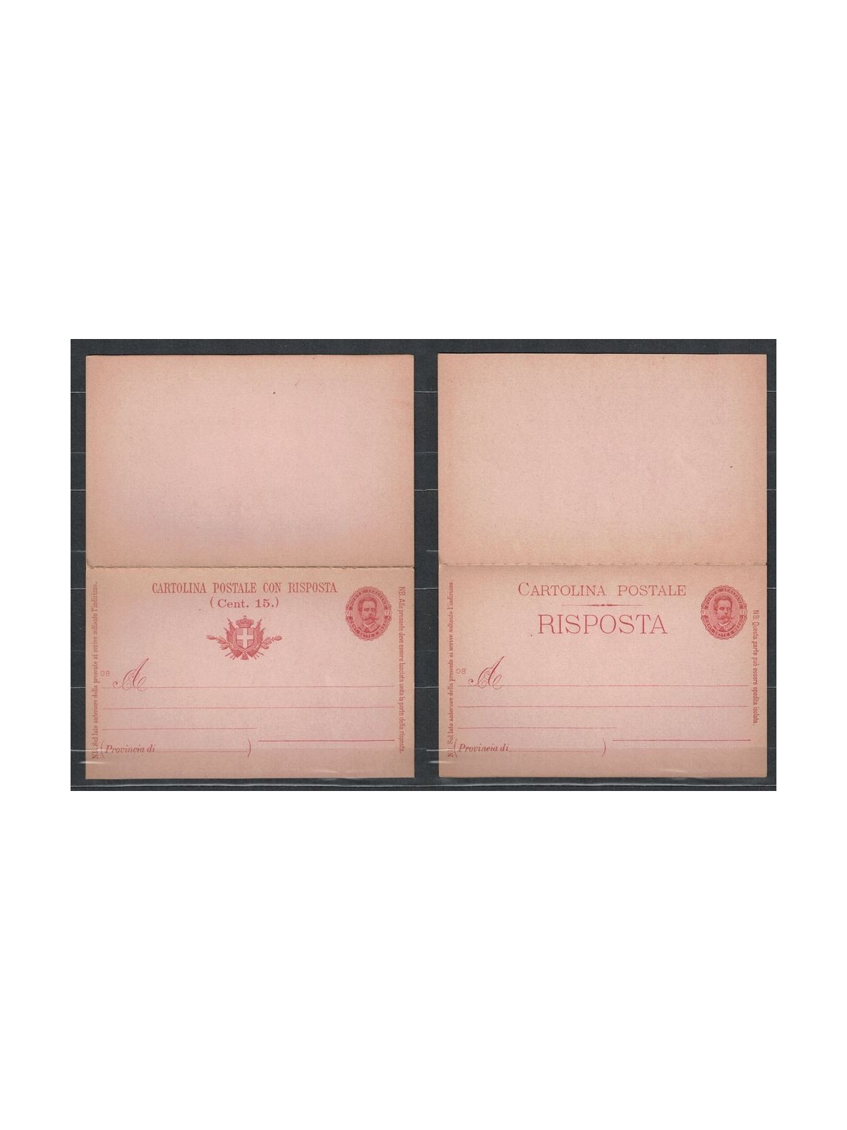 ITALIA REGNO 1895 Effigie ovale Cartolina Postale Cent 7½ + 7½ mill 98 nuova