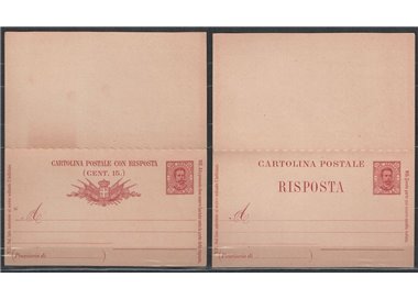 ITALIA REGNO 1891 Umberto I Cartolina Postale Cent. 7½ + 7½ mill 90 nuova