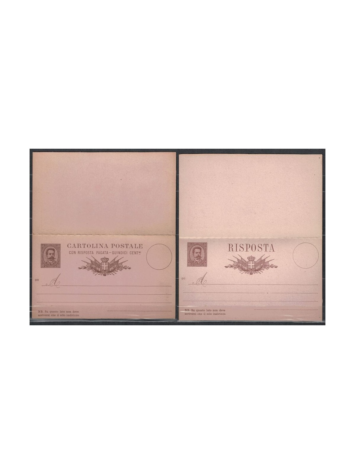 ITALY KINGDOM 1879 Umberto I Postcard 15 Cent. + R new mill 86