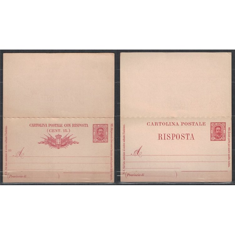 ITALY KINGDOM 1891 Umberto I Postcard Cent. 7½ + 7½ mill 93 new
