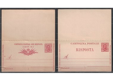 ITALIA REGNO 1891 Umberto I Cartolina Postale Cent. 7½ + 7½ mill 93 nuova