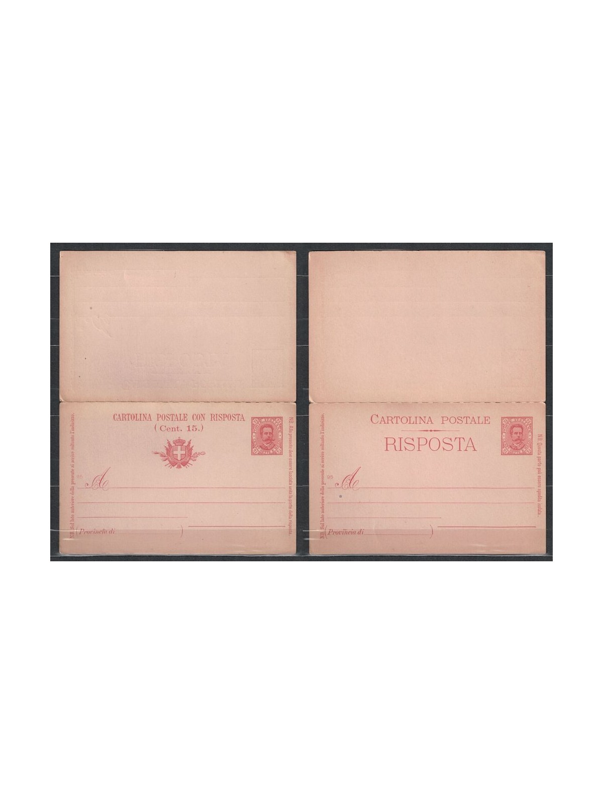 ITALIA REGNO 1893 Umberto I Cartolina Postale Cent. 7½ + 7½ mill 95 nuova