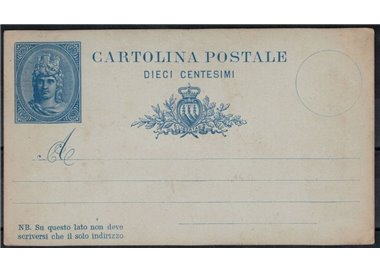 SAN MARINO 1882 Libertas Cartolina Postale Cent. 10 nuova