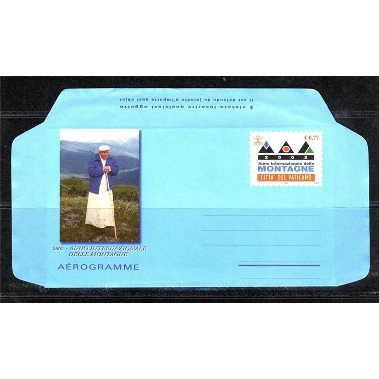 VATICAN 2002 Year of the Mountains, new aerogram