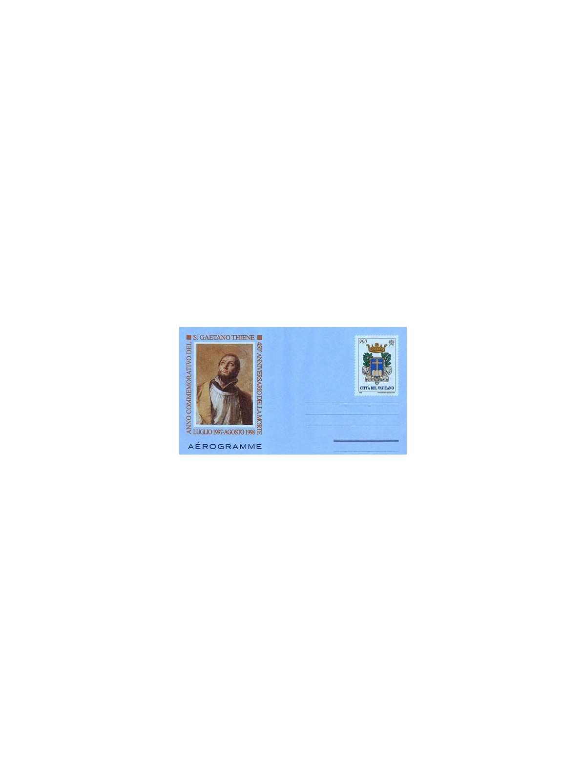 VATICAN 1998 San Gaetano Thiene, new aerogram