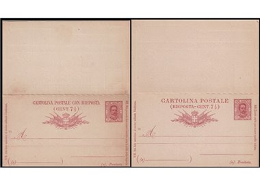 ITALIA REGNO 1889 Umberto I Cartolina Postale con risposta c. 7½ mill 90 nuova