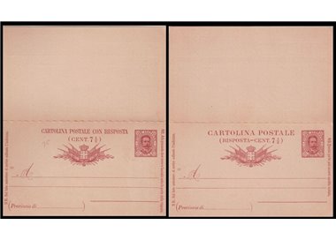 ITALY KINGDOM 1889 Umberto I Postcard with reply c. 7.5 mill 90 2nd print run new