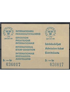 SVEZIA 1974 Esposizione filatelica Stockholmia biglietto integro