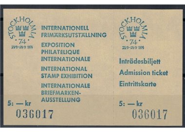 SVEZIA 1974 Esposizione filatelica Stockholmia biglietto integro