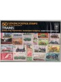 Lot of 50 world stamps on the theme of trains in complete packaging