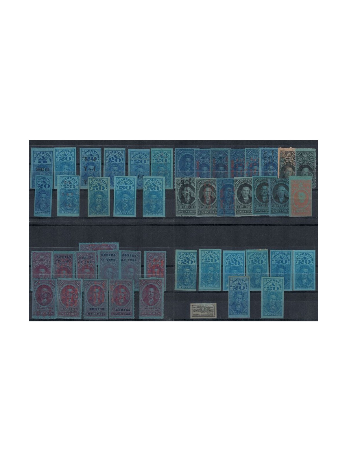 USA - Lotto di 46 Stamp Duty per sigarette dei primi del '900