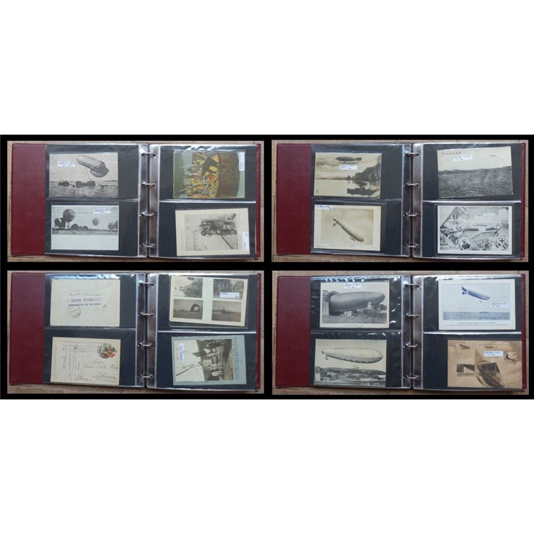 COLLEZIONE di 74 cartoline tematica Dirigibili, Mongolfiere e Palloni Aerostatici