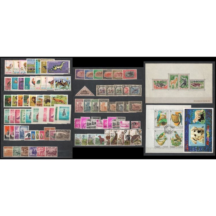 LIBERIA, NYARA, VIETNAM Lot of 100 stamps on the theme of Animals