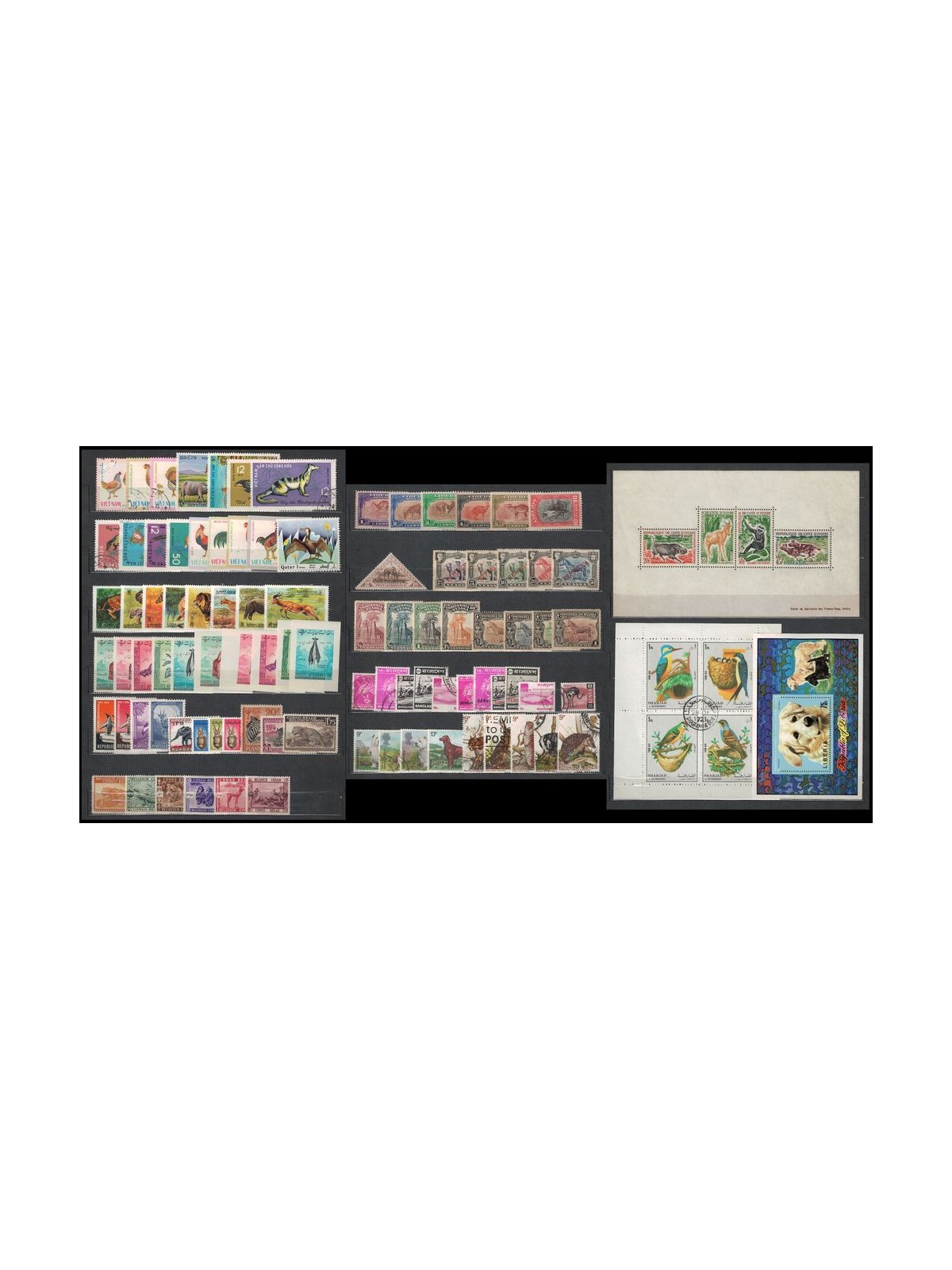 LIBERIA, NYARA, VIETNAM Lot of 100 stamps on the theme of Animals