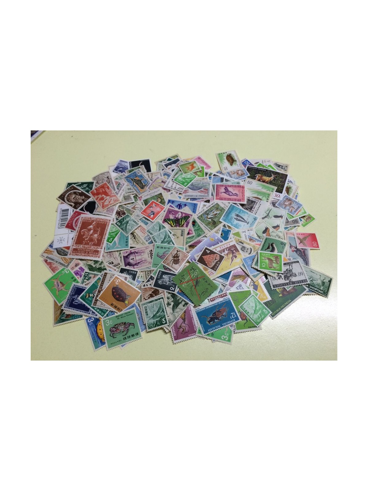 Lotto di 500 francobolli mondiali tematica fauna, animali, pesci MNH**