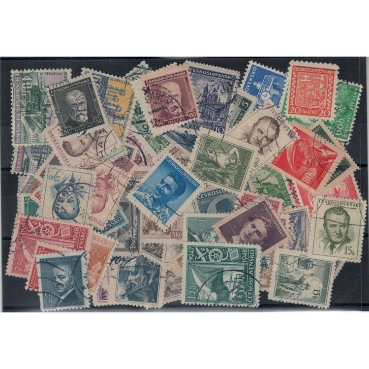 CECOSLOVACCHIA Lotto di 100 francobolli usati tutti differenti in serie complete (6)