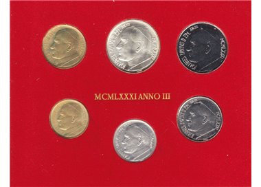 VATICANO 1981 Giovanni Paolo II anno III, Serie Divisionale 6 monete FDC