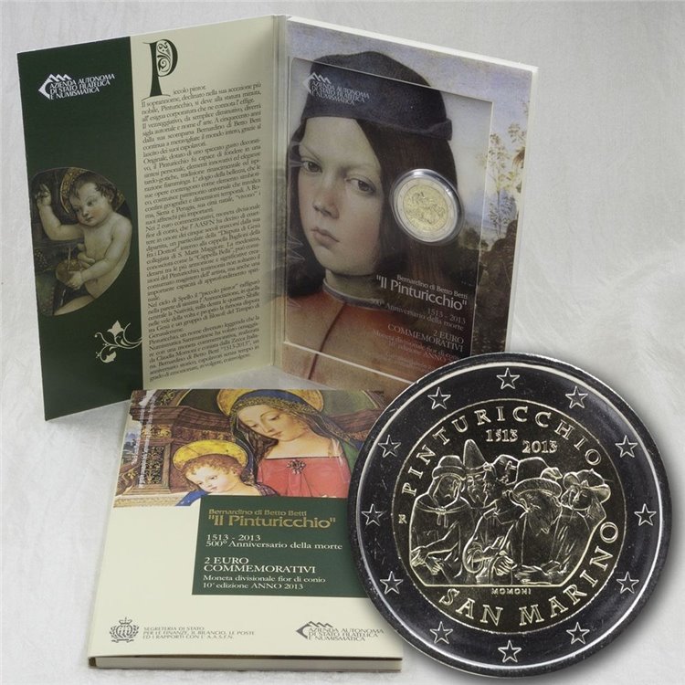 SAN MARINO 2013 Pinturicchio, 2 euro commemorative FDC