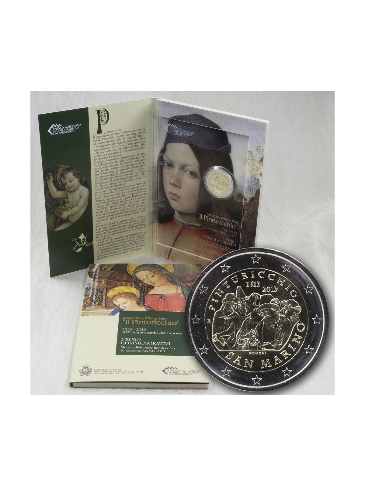 SAN MARINO 2013 Pinturicchio, 2 euro commemorative FDC