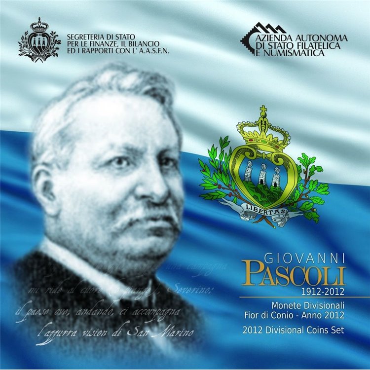 SAN MARINO 2012 Serie Divisionale Giovanni Pascoli 9 Monete FDC