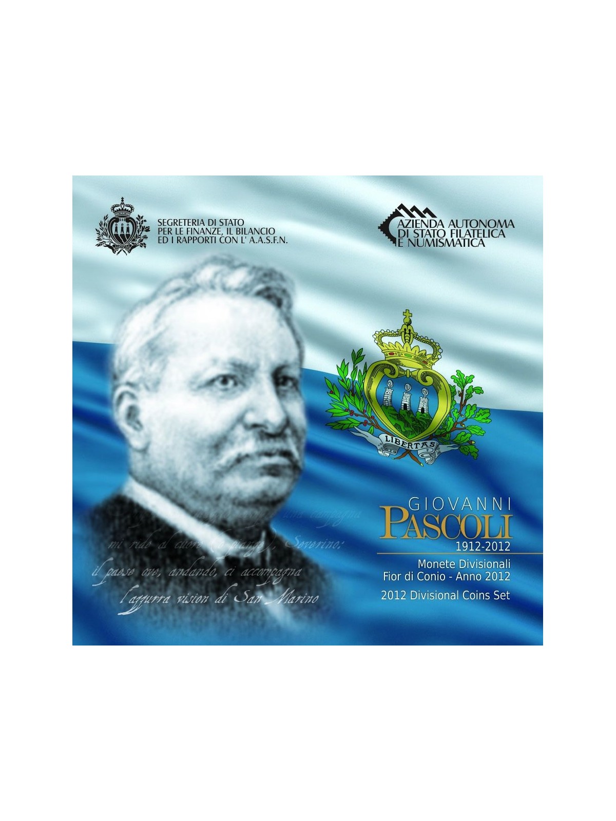 SAN MARINO 2012 Serie Divisionale Giovanni Pascoli 9 Monete FDC