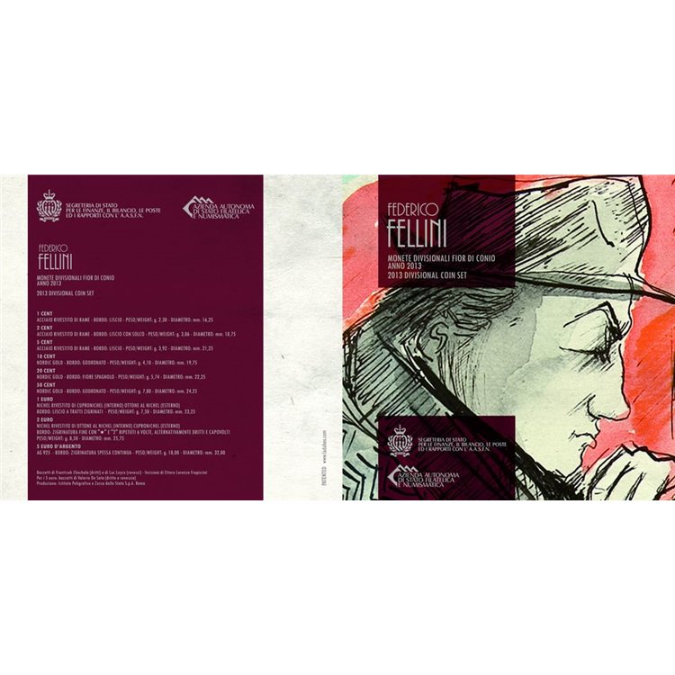 SAN MARINO 2013 Serie Divisionale Federico Fellini 9 Monete FDC