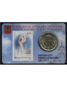 VATICANO 2011 Stamp & Coin Card n° 1 Beatificazione Papa Giovanni Paolo II