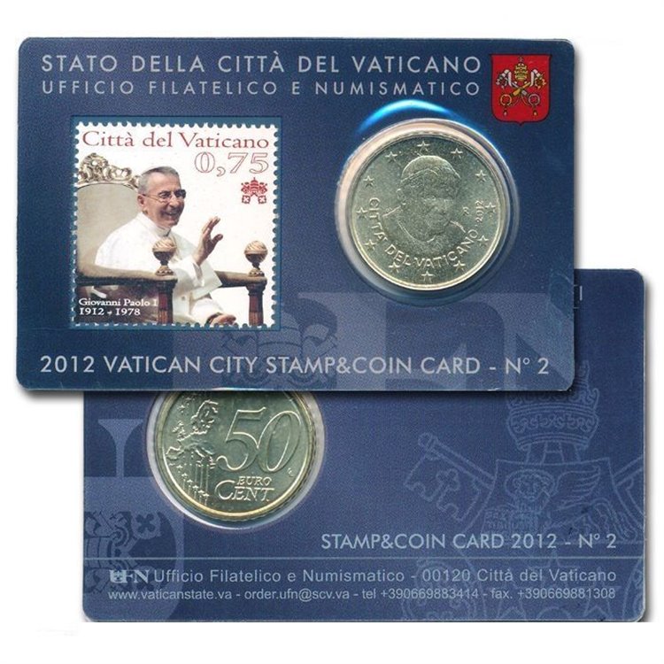 VATICANO 2012 Stamp & Coin Card n° 2 Papa GIOVANNI PAOLO I