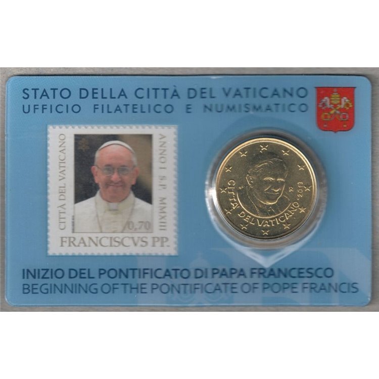 VATICANO 2013 Stamp & Coin Card n° 3 Inizio Pontificato di Papa Francesco