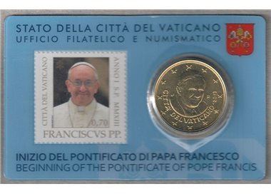 VATICAN 2013 Stamp & Coin Card n° 3 Beginning of the Pontificate of Pope Francis