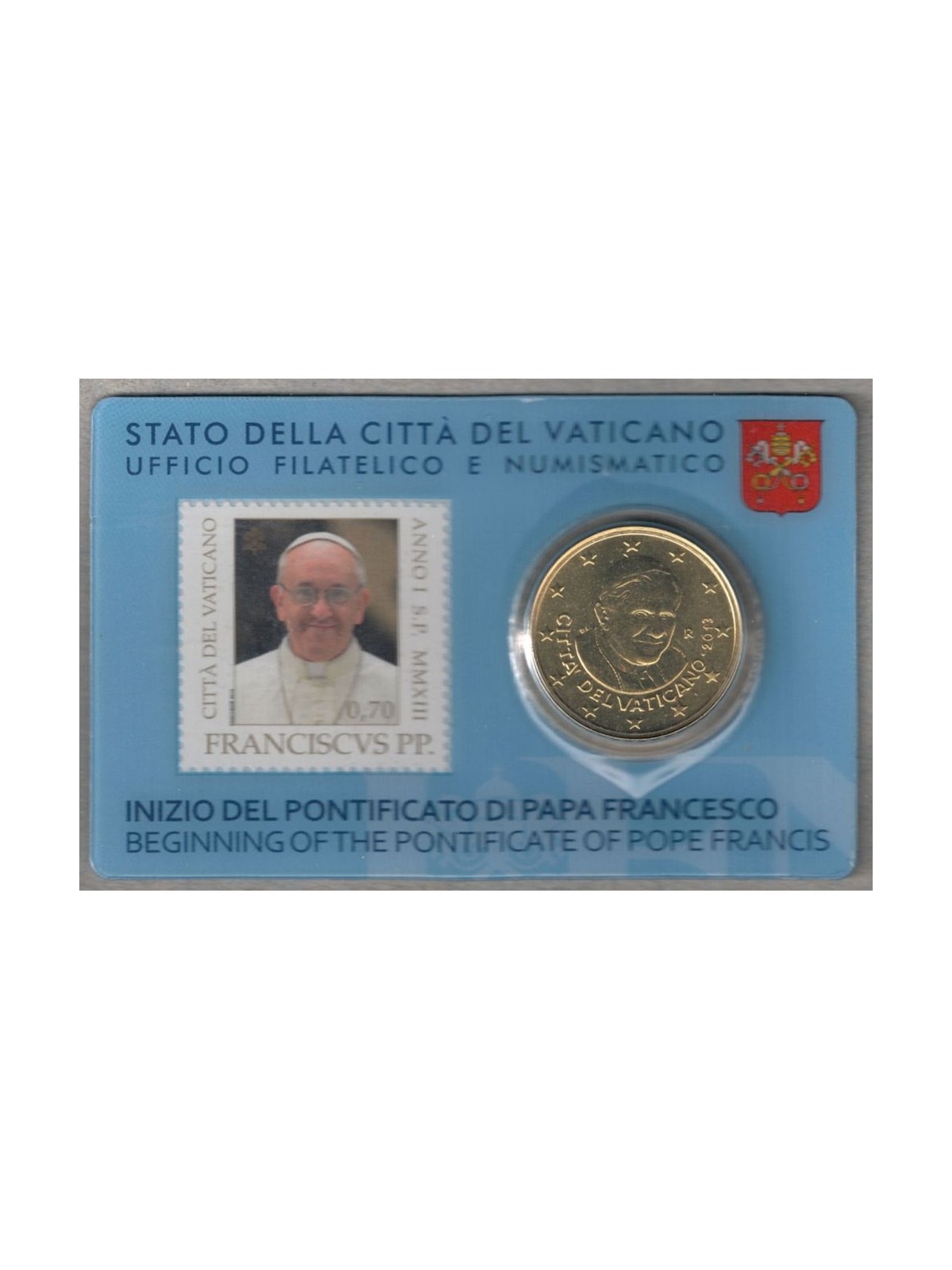 VATICANO 2013 Stamp & Coin Card n° 3 Inizio Pontificato di Papa Francesco