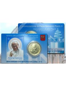 VATICAN 2014 Stamp & Coin Card n° 5 Canonization of Pope John Paul II