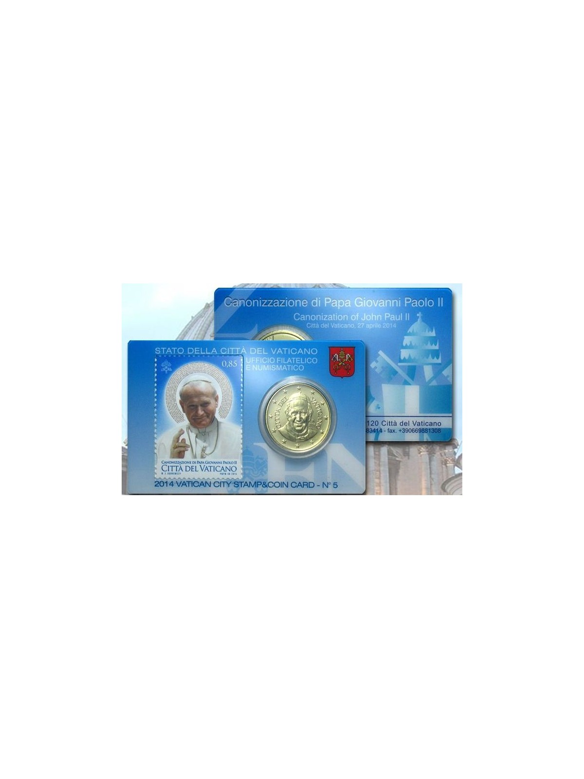 VATICAN 2014 Stamp & Coin Card n° 5 Canonization of Pope John Paul II
