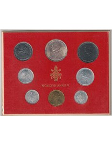 VATICANO 1967 Giovanni Paolo VI Anno V, 8 monete FDC