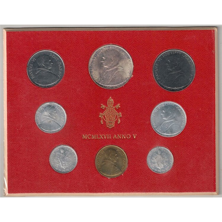 VATICAN 1967 John Paul VI Year V, 8 coins UNC