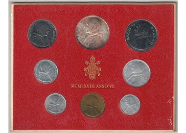 VATICANO 1968 Giovanni Paolo VI Anno VI, 8 monete FDC