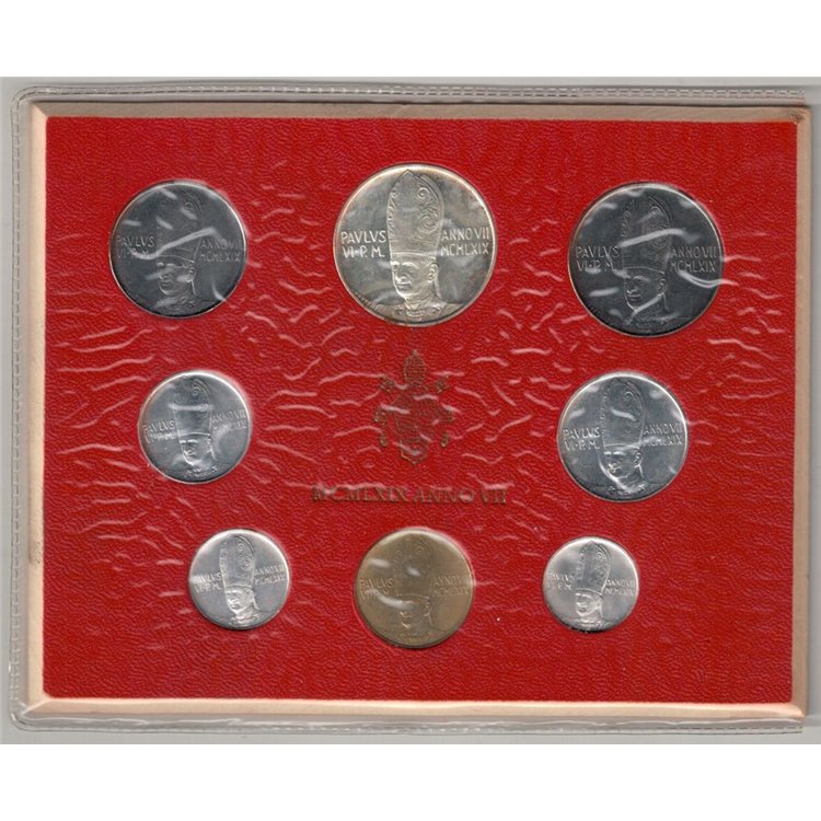 VATICANO 1969 Giovanni Paolo VI Anno VII, 8 monete FDC