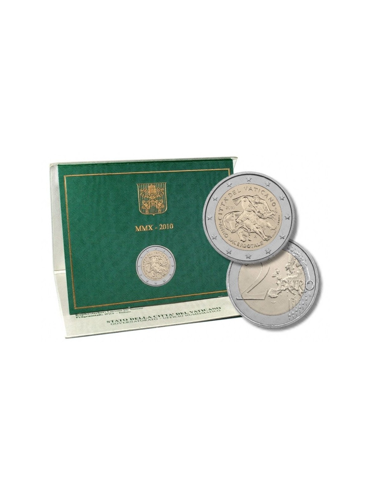 VATICANO 2010 Anno Sacerdotale, 2 euro commemorativi FDC