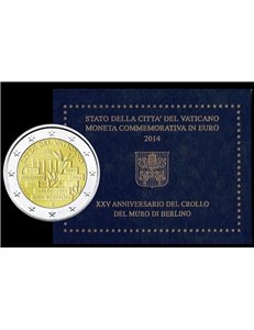 VATICANO 2014 Anniversario muro di Berlino, 2 euro commemorativi FDC