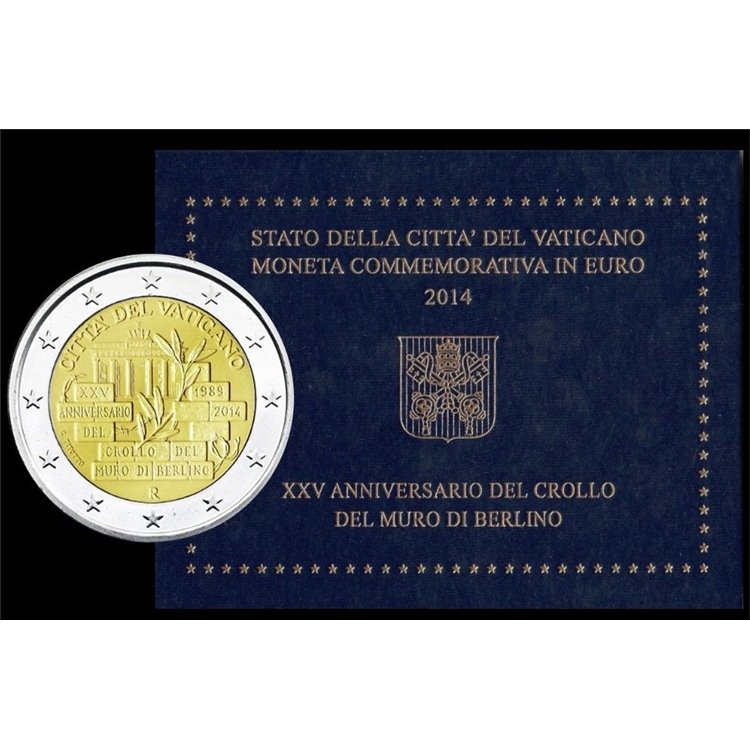 VATICAN 2014 Anniversary of the Berlin Wall, 2 euro commemorative FDC