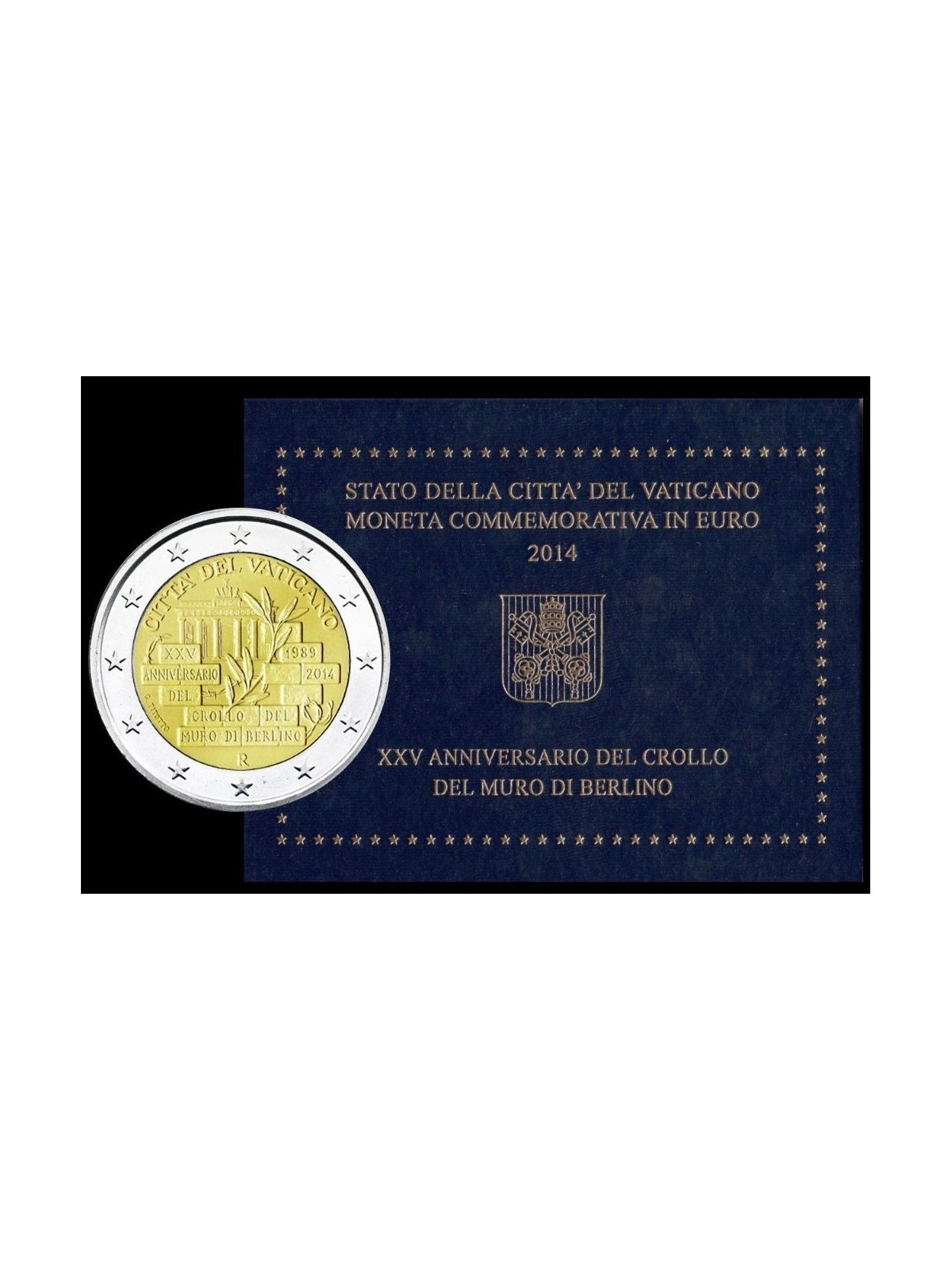 VATICANO 2014 Anniversario muro di Berlino, 2 euro commemorativi FDC