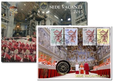 VATICAN 2013 Sede Vacante, philatelic-numismatic cover