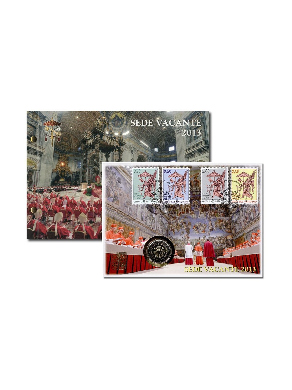VATICANO 2013 Sede Vacante, busta filatelico-numismatica