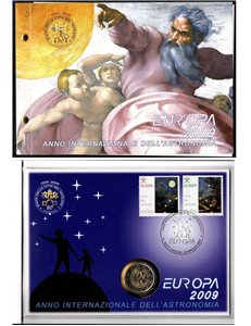 VATICANO 2009 Europa, Astronomia, busta filatelico-numismatica