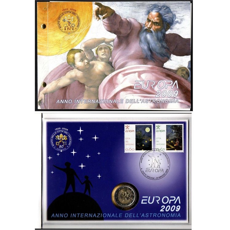 VATICANO 2009 Europa, Astronomia, busta filatelico-numismatica